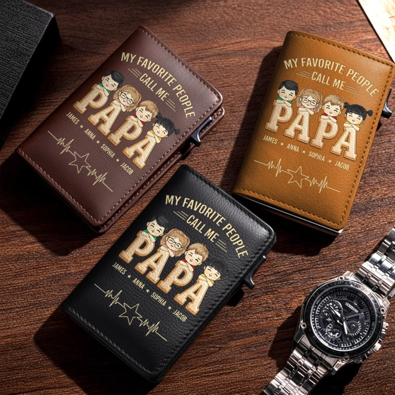 Custom Pop-Up Leather Wallet - Personalized Father's Day Gifts For Dad, Grandpa - The Man, The Myth, The Dad