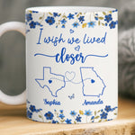 Custom Long Distance Mug - Personalized Best Friend Birthday Gifts For Women, Besties, Sisters, BFF - Friendship With No Borders
