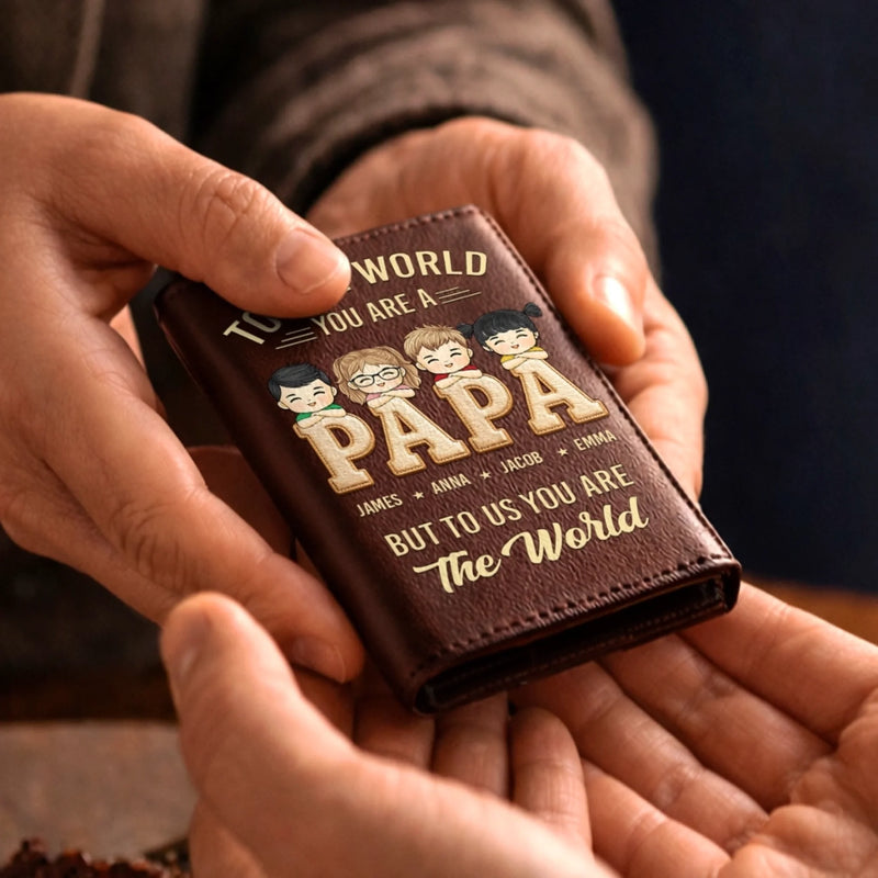 Custom Pop-Up Leather Wallet - Personalized Father's Day Gifts For Dad, Grandpa - The World’s Best Papa