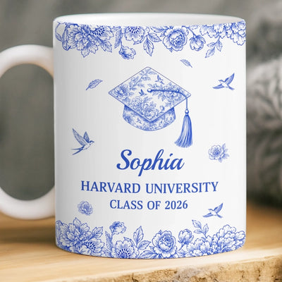 Custom Mug - Personalized Graduation Gifts For Him, Her - Coffee, Flowers And Big Dreams