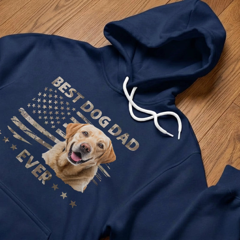 Custom Photo Unisex T-shirt, Premium T-shirt, Hoodie - Personalized America 250th Anniversary Father's Day Gifts For Dad, Dog Lovers, Dog Dad - Ultimate Dog Dad