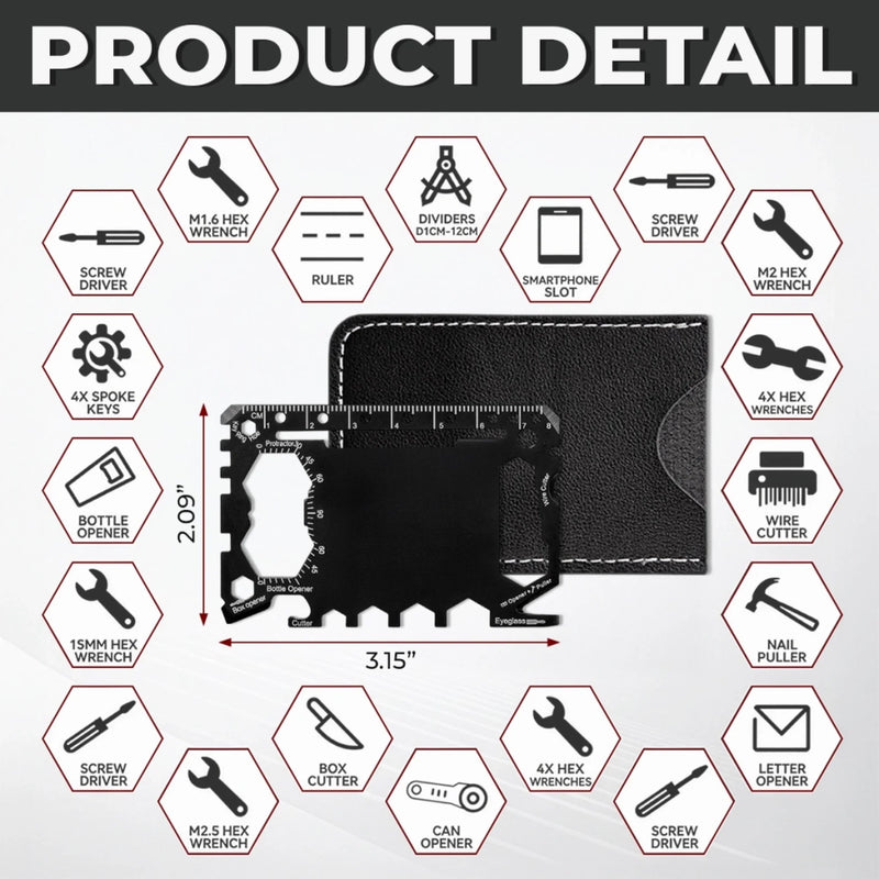 Custom Multi Tool Card With Leather Case - Personalized Father's Day Birthday Gifts For Dad, Grandpa - Running On Dad Energy