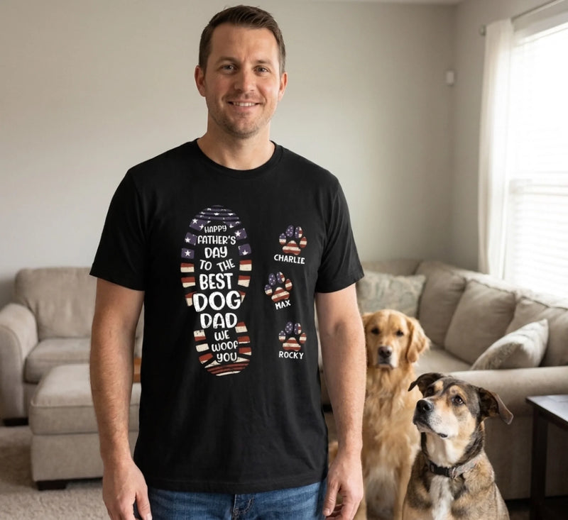 Custom Unisex T-shirt, Premium T-shirt, Hoodie - Personalized Father's Day Birthday Gifts For Dad, Grandpa, Dog Lovers, Dog Dad - To The Best Dog Dad Ever