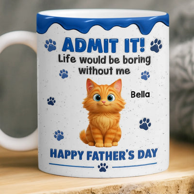 Custom 3D Inflated Effect Printed Mug - Personalized Father's Day Birthday Gifts For Dog Cat Lovers, Dog Dad And Mom, Cat Owners - Fueled By Pet Love