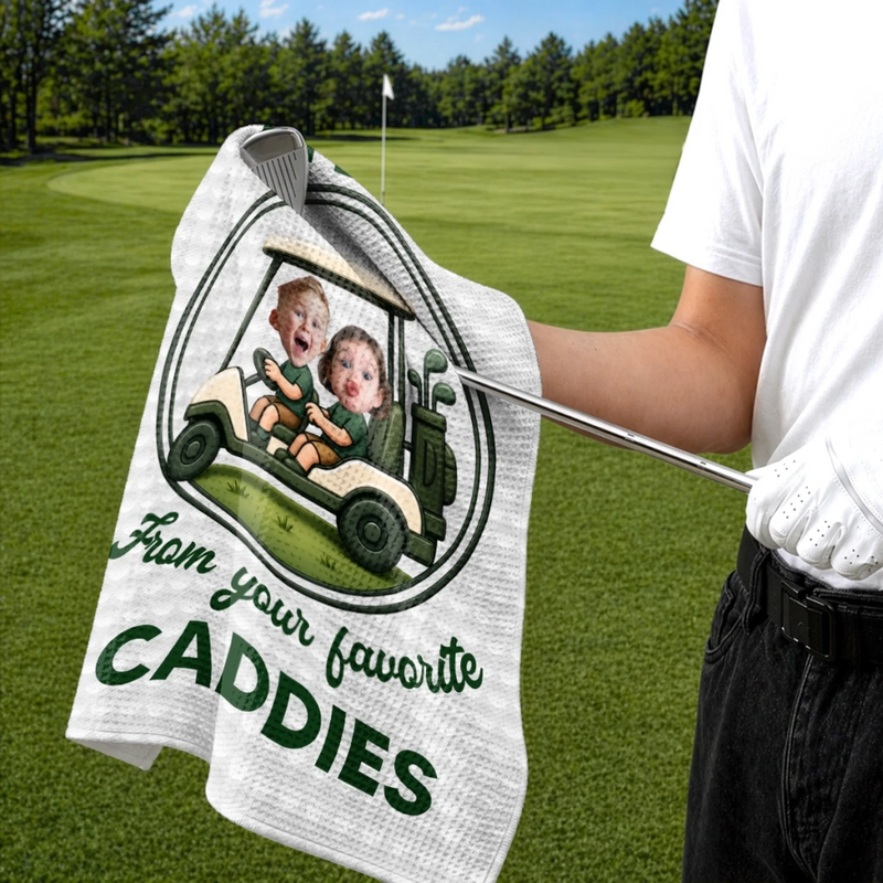 Custom Photo Golf Towel - Personalized Father's Day Birthday Golf Gifts For Dad, Grandpa - Life Is Better On The Green