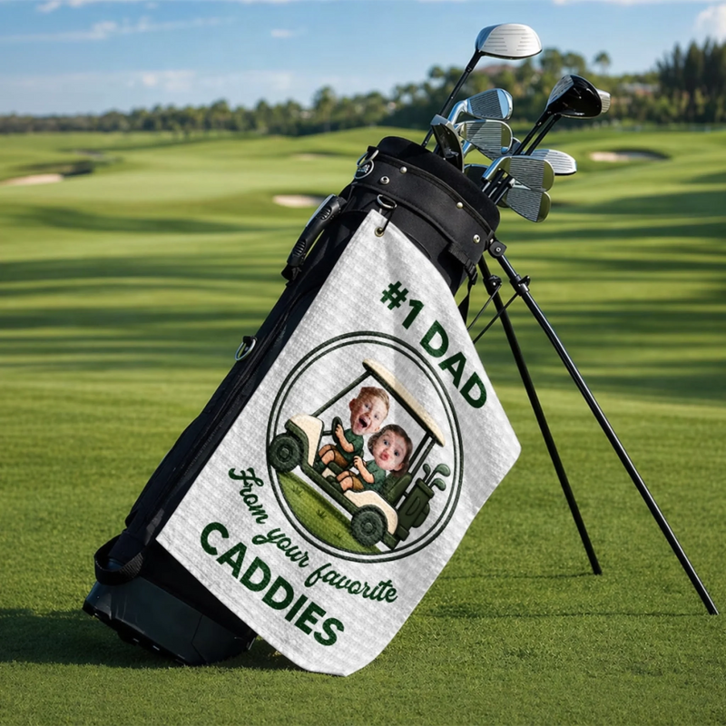 Custom Photo Golf Towel - Personalized Father's Day Birthday Golf Gifts For Dad, Grandpa - Life Is Better On The Green