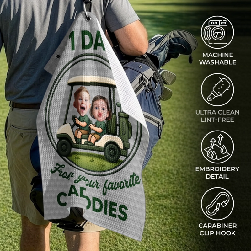 Custom Photo Golf Towel - Personalized Father's Day Birthday Golf Gifts For Dad, Grandpa - Life Is Better On The Green