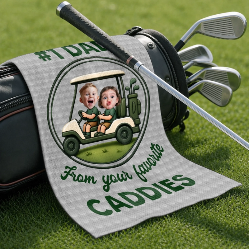 Custom Photo Golf Towel - Personalized Father's Day Birthday Golf Gifts For Dad, Grandpa - Life Is Better On The Green