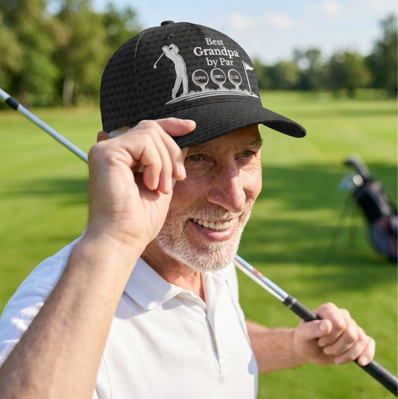 Custom Hat, All Over Print Classic Cap - Personalized Birthday Golf Gifts For Dad, Grandpa - Golf Days With Dad