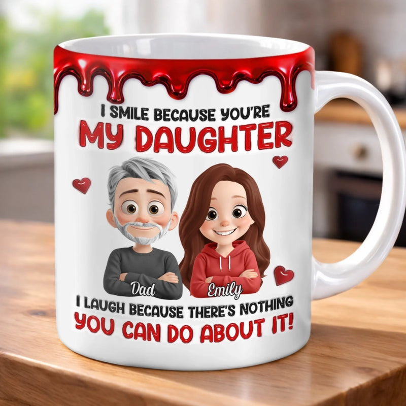 Custom 3D Inflated Effect Printed Mug - Personalized Birthday Gifts For Daughter - Dad’s Forever Troublemaker