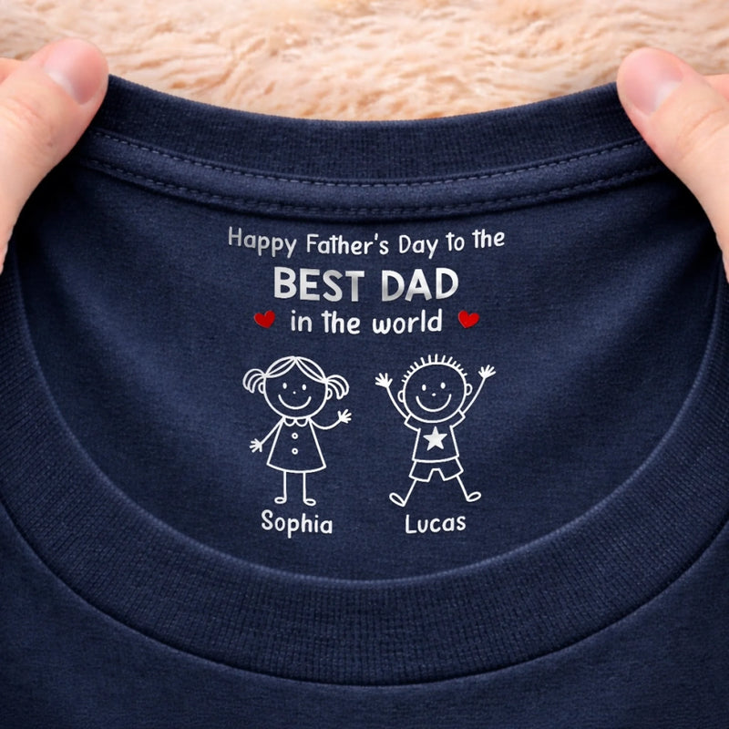 Custom Inside Neck Print T-Shirt - Personalized Father's Day Birthday Gifts For Dad, Grandpa - Dad Is My Greatest Strength