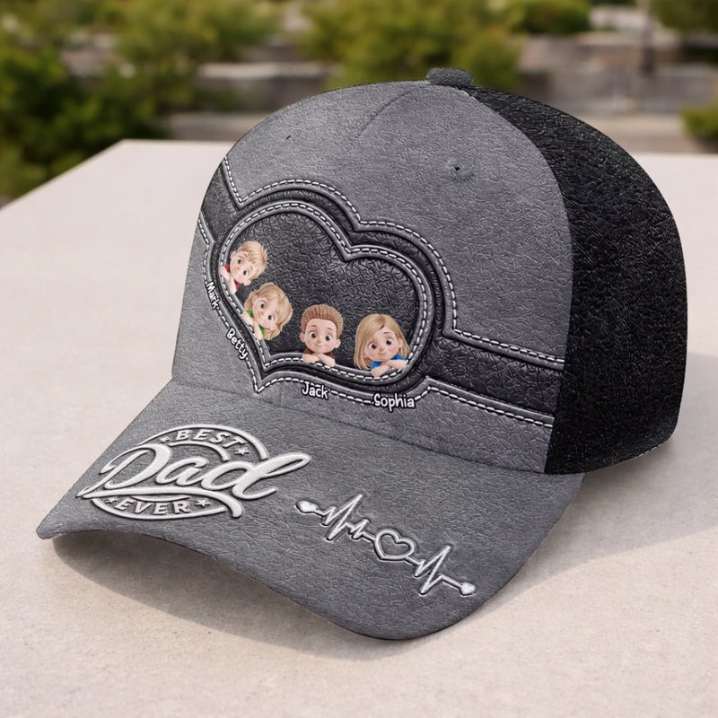 Custom Hat, All Over Print Classic Cap - Personalized Father's Day Birthday Gifts For Dad, Grandpa - Strong Heart, Strong Dad