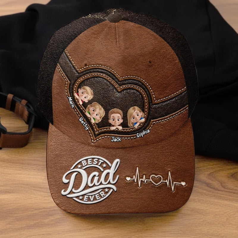 Custom Hat, All Over Print Classic Cap - Personalized Father's Day Birthday Gifts For Dad, Grandpa - Strong Heart, Strong Dad