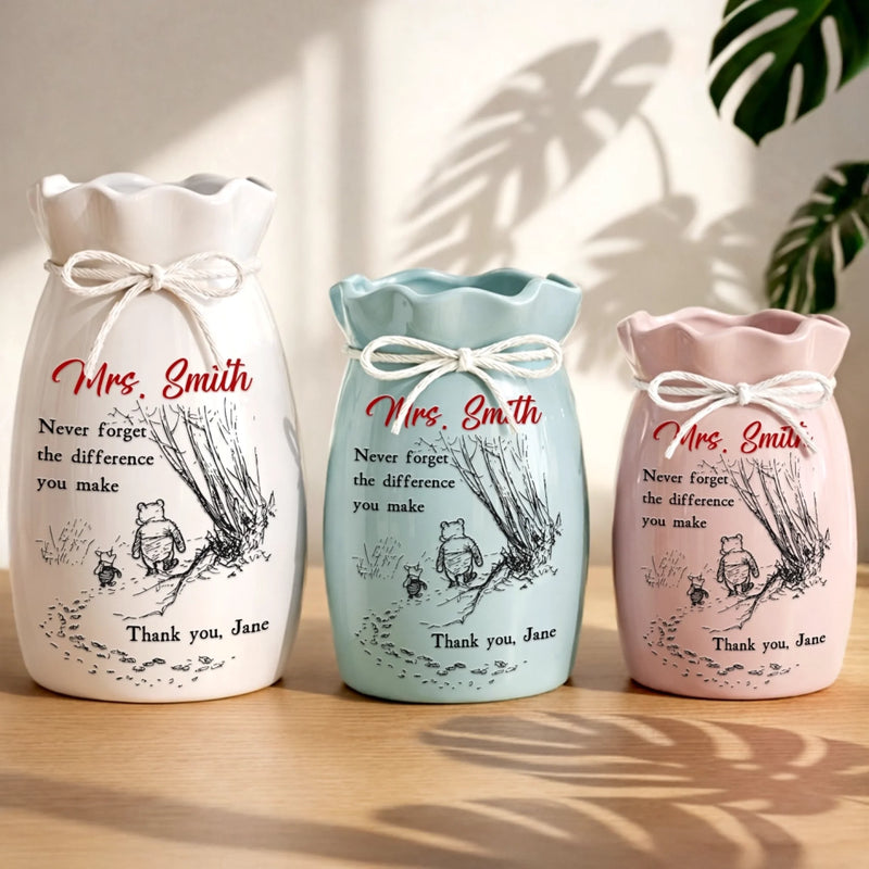 Custom Flower Vase With Ribbon - Personalized Graduation Gifts For Teachers - Thank You For Every Moment Of Care