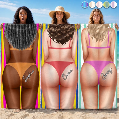 Custom Beach Towel - Personalized Summer Vacation And Travel Gifts For Best Friends, Family - Sun, Sand And Good Vibes