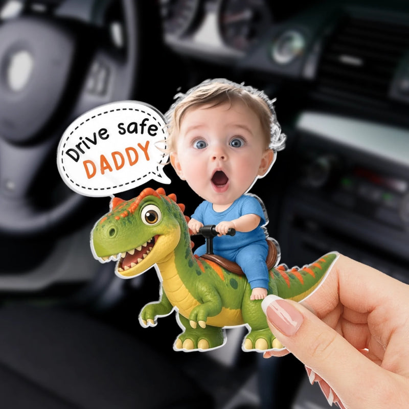 Custom Photo Acrylic Car Visor Clip - Personalized Father's Day Gifts For Dad, Grandpa - Drive Safe Super Dad