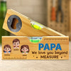 Custom Wooden Bottle Opener With Built-in Spirit Level - Personalized Father's Day Birthday Gifts For Dad, Grandpa - Dad Always Leads The Way