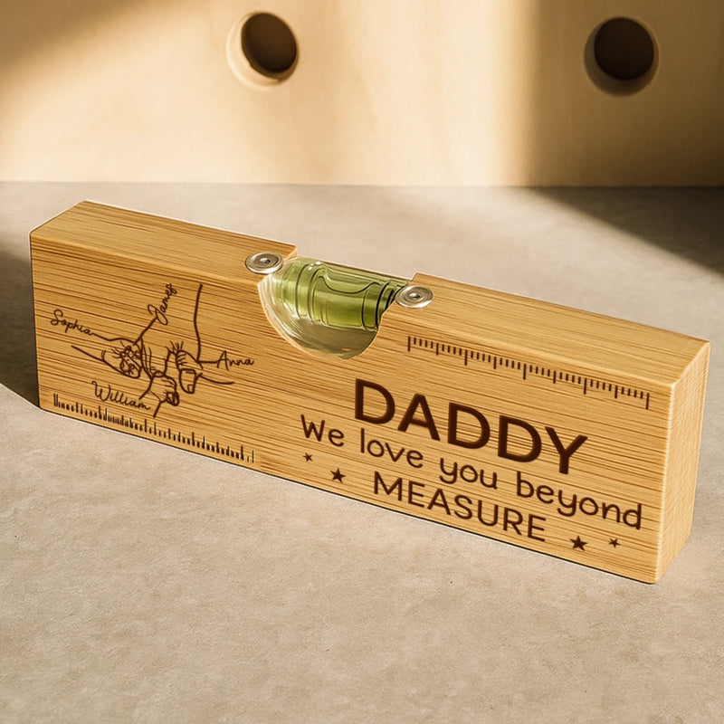 Custom Wooden Bottle Opener With Built-in Spirit Level - Personalized Father's Day Birthday Gifts For Dad, Grandpa - Dad Is Always The Answer