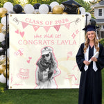 Custom Photo Backdrop - Personalized Graduation Gifts For Him, Her - Congrats To The Little Star