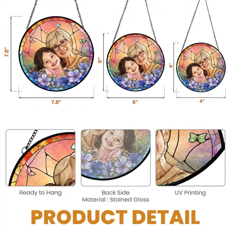 Custom Photo Stained Glass Window Hanging Suncatcher - Personalized Mother's Day Father's Day Gifts For Mom, Grandma, Dad, Grandpa - Mom And Dad Are My Superpower
