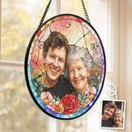 Custom Photo Stained Glass Window Hanging Suncatcher - Personalized Mother's Day Father's Day Gifts For Family - Mom And Dad Are My Superpower