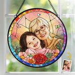 Custom Photo Stained Glass Window Hanging Suncatcher - Personalized Mother's Day Father's Day Gifts For Family - Mom And Dad Are My Superpower