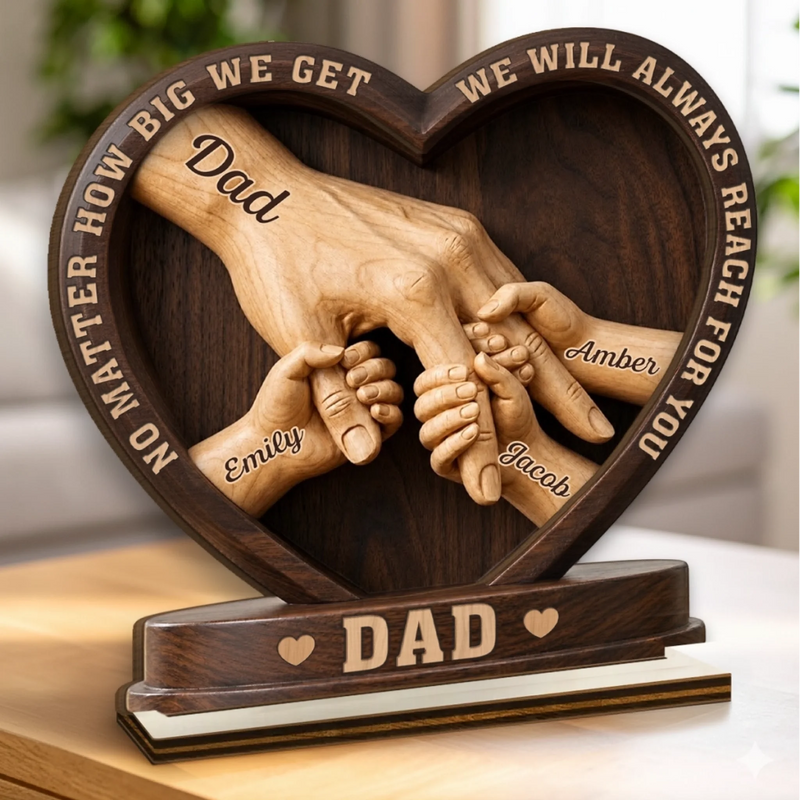 Custom 2-Layered Wooden Plaque - Personalized Father's Day Birthday Gifts For Dad, Grandpa - Crafted With Love