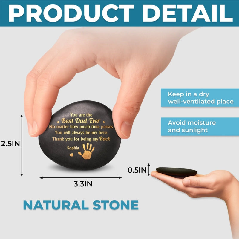 Custom Printed Rock - Personalized Father's Day Gifts For Dad, Grandpa - Memories Carved In Stone