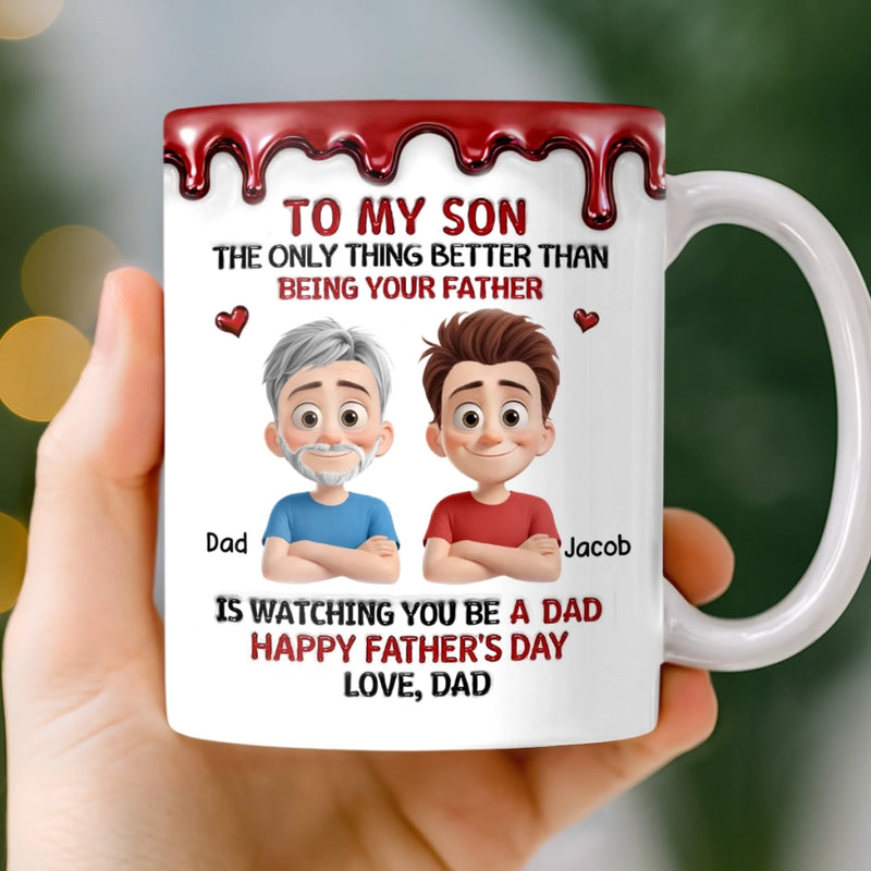 Custom 3D Inflated Effect Printed Mug - Personalized Father's Day Gifts For Son - The Dad Upgrade