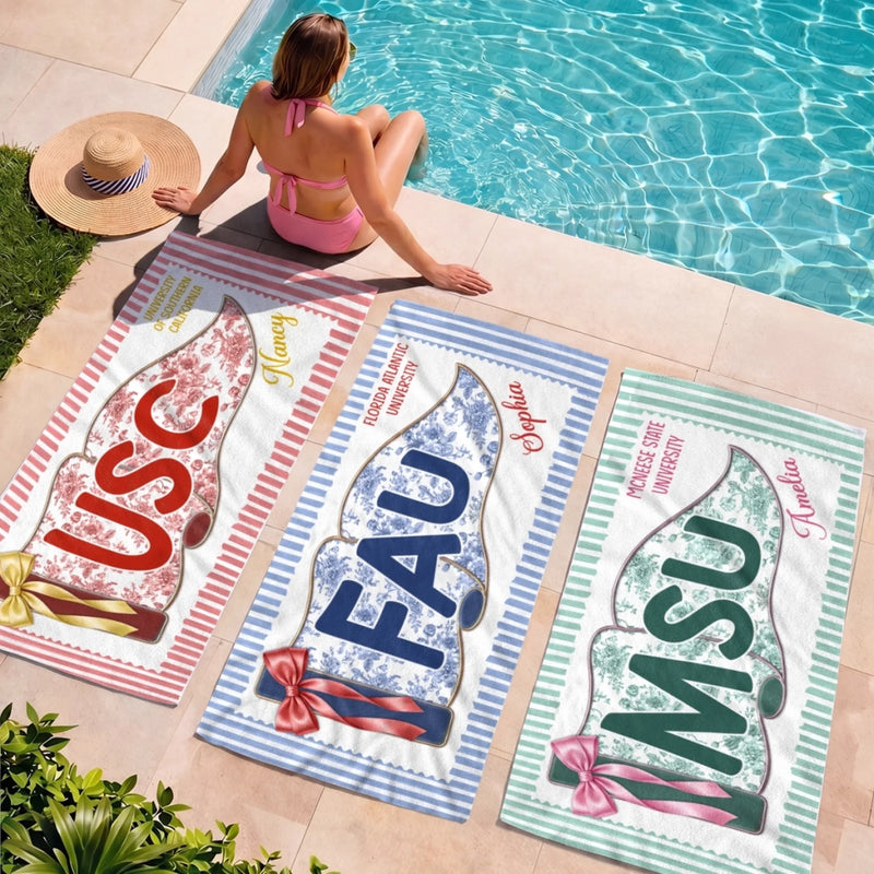 Custom Beach Towel - Personalized Summer Vacation And Travel, Graduation Gifts For Best Friends, Family - Campus Beach Era