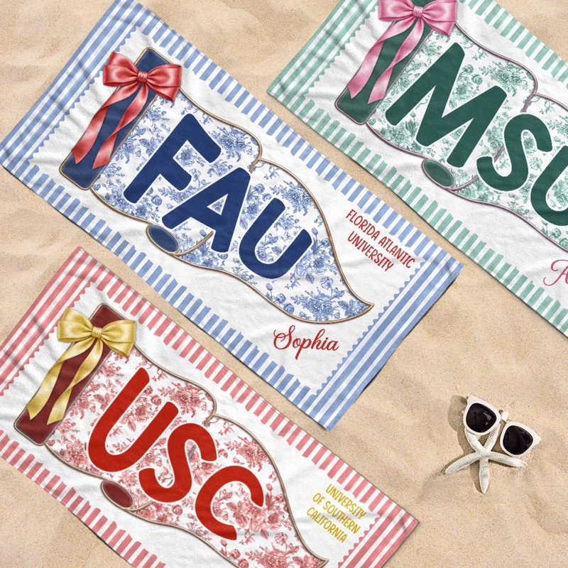 Custom Beach Towel - Personalized Summer Vacation And Travel, Graduation Gifts For Best Friends, Family - Campus Beach Era