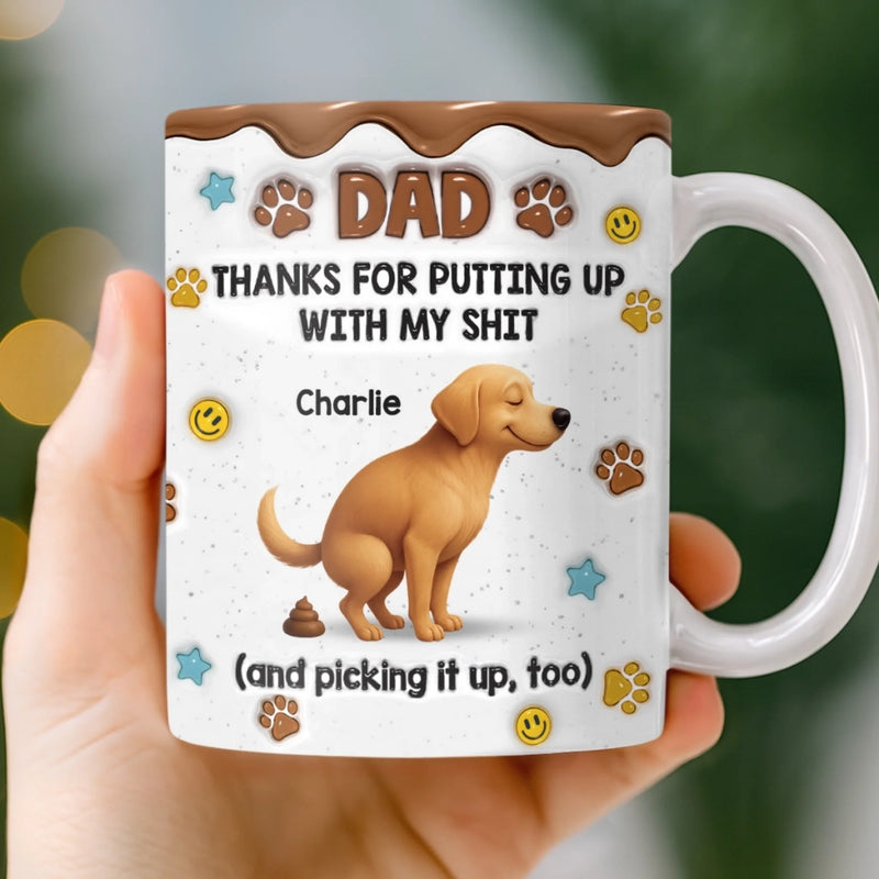 Custom 3D Inflated Effect Printed Mug - Personalized Father's Day Gifts For Dog Lovers, Dog Dad And Mom - Fur Baby Chaos, Dad Approved