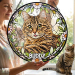 Custom Photo Forever In My Heart, Dear Friend - Memorial Personalized Custom Stained Glass Window Hanging Suncatcher - Sympathy Gift For Dog Lovers, Pet Owners