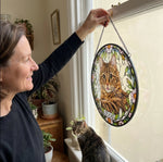 Custom Photo Forever In My Heart, Dear Friend - Memorial Personalized Custom Stained Glass Window Hanging Suncatcher - Sympathy Gift For Dog Lovers, Pet Owners