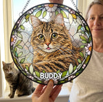 Custom Photo Forever In My Heart, Dear Friend - Memorial Personalized Custom Stained Glass Window Hanging Suncatcher - Sympathy Gift For Dog Lovers, Pet Owners