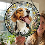 Custom Photo Forever In My Heart, Dear Friend - Memorial Personalized Custom Stained Glass Window Hanging Suncatcher - Sympathy Gift For Dog Lovers, Pet Owners