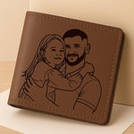Custom Photo Engraved Bifold Leather Wallet Two Sides - Personalized Father's Day Birthday Gifts For Dad - You Are My Hero