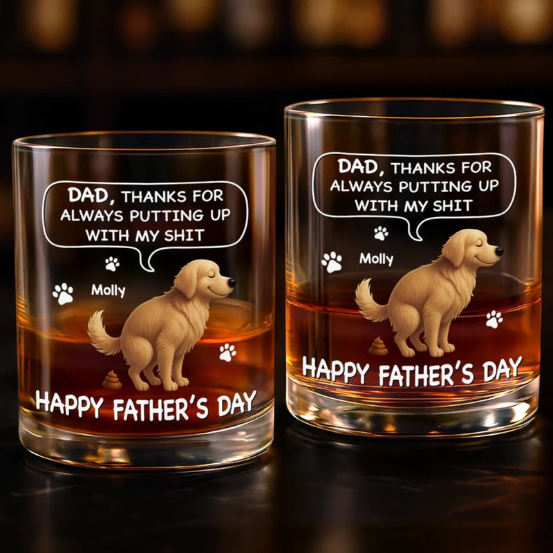 Custom Whiskey Glass - Personalized Father's Day Gifts For Dog Cat Lovers, Dog Dad And Mom, Cat Owners - Fatherhood On The Rocks