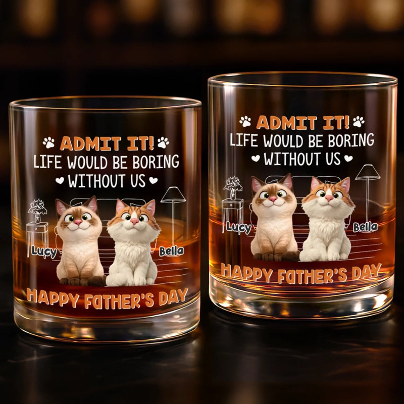 Custom Whiskey Glass - Personalized Father's Day Gifts For Dog Cat Lovers, Dog Dad And Mom, Cat Owners - Feline Fun Squad