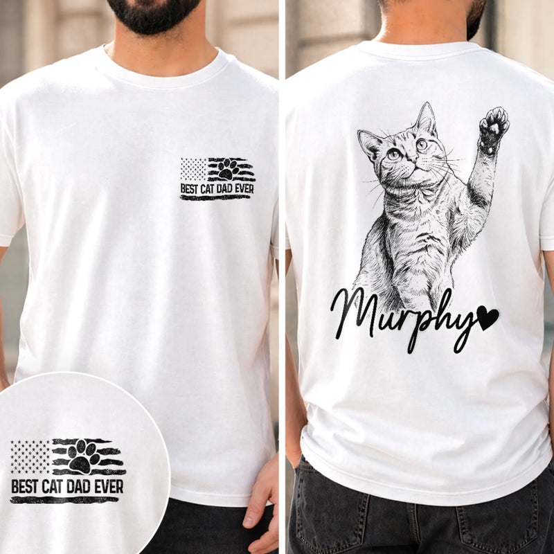 Custom Photo Unisex T-shirt - Personalized Father's Day Birthday Gifts For Dog Cat Lovers, Dog Dad And Mom, Cat Owners - My Therapist Has Paws