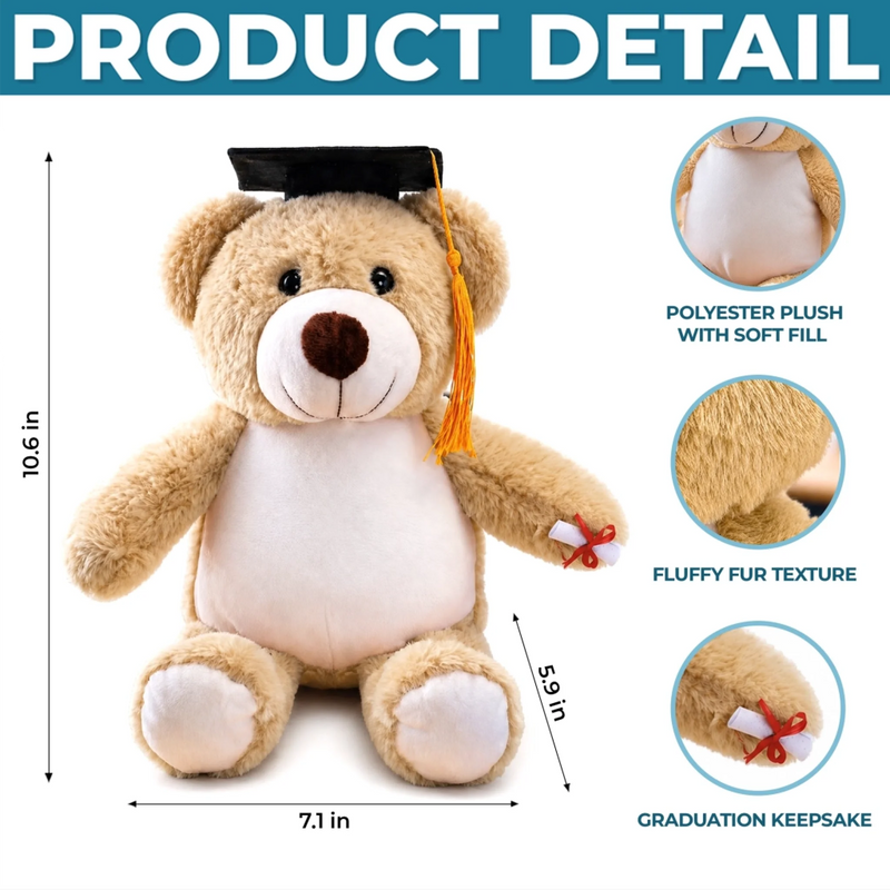 Custom Photo Graduation Plush Bear - Personalized Graduation, Memorial Sympathy Gifts For Loss Of Mom, Dad - A Hug From Heaven