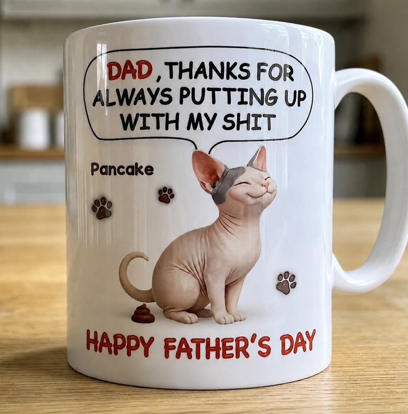 Custom 3D Inflated Effect Printed Mug - Personalized Father's Day Gifts For Dog Cat Lovers, Dog Dad And Mom, Cat Owners - Thanks For Handling All My Chaos