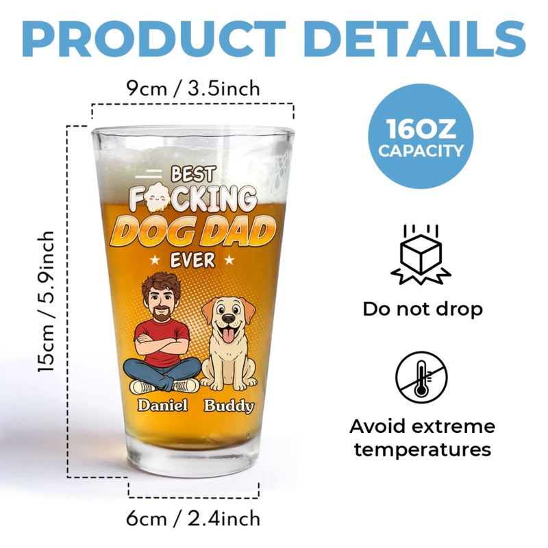 Custom Beer Glass - Personalized Father's Day Birthday Gifts For Dog Cat Lovers, Dog Dad And Mom, Cat Owners - Cheers To Pet Parenthood