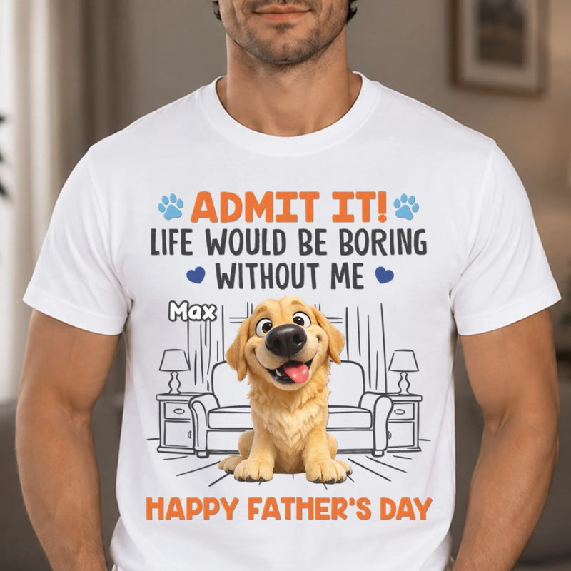 Custom Unisex T-shirt, Premium T-shirt, Hoodie - Personalized Father's Day Gifts For Dog Cat Lovers, Dog Dad And Mom, Cat Owners - Happiness Comes With Four Paws