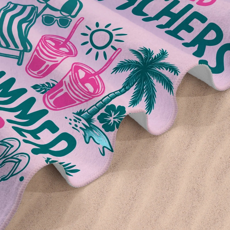Custom Beach Towel - Personalized Summer Vacation And Travel Gifts For Teachers - Tired Teacher Summer Club
