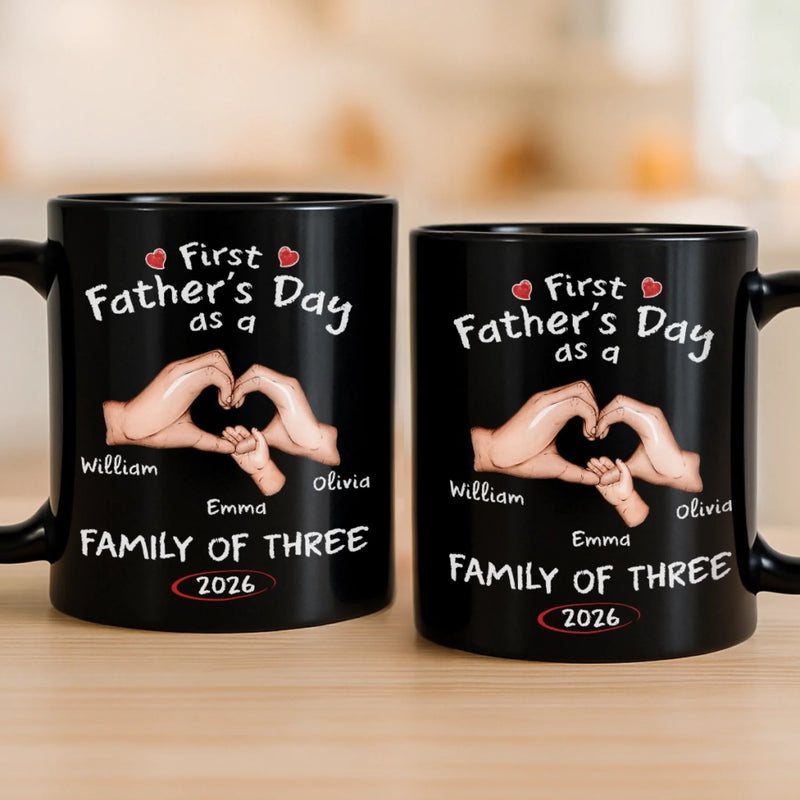 Custom Black Mug - Personalized Father's Day, Baby Shower, Gender Reveal Gifts For New Moms, New Dads, New Parents - New Adventures Begin With Us