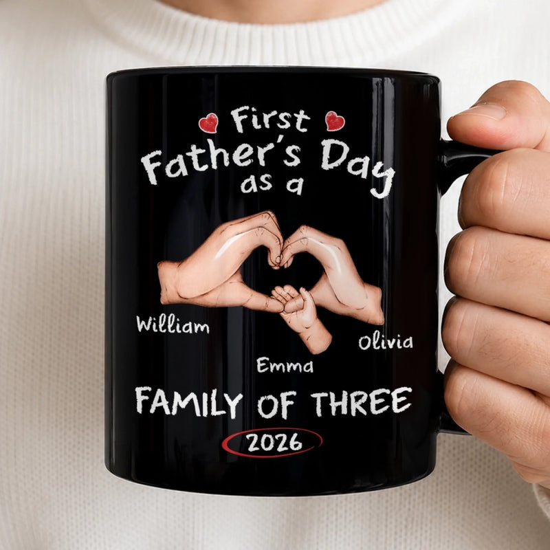 Custom Black Mug - Personalized Father's Day, Baby Shower, Gender Reveal Gifts For New Moms, New Dads, New Parents - New Adventures Begin With Us