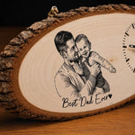 Custom Photo Wooden Clock - Personalized Father's Day Birthday Gifts For Dad, New Dads - Dad Makes The World Brighter