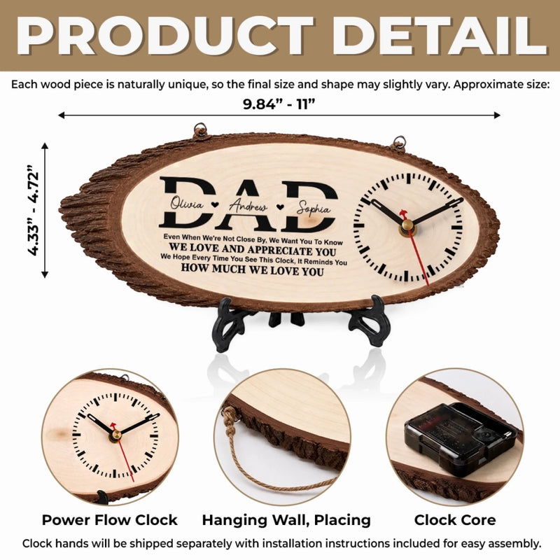 Custom Wooden Clock - Personalized Father's Day Birthday Gifts For Dad, Grandpa - Dad’s Love Never Fails