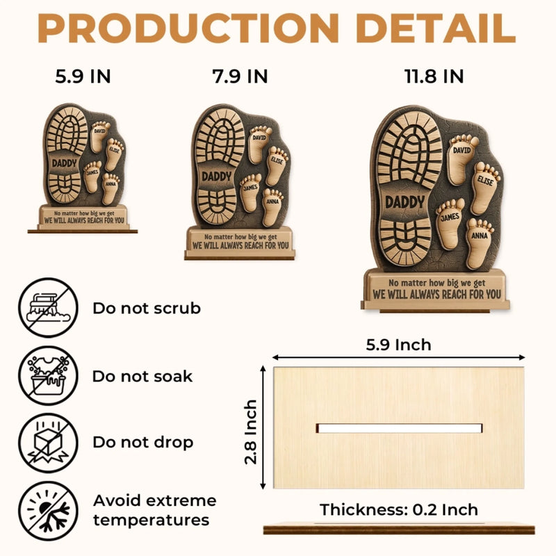 Your Footsteps Led Our Way - Family Personalized Custom Shaped 2-Layered Wooden Plaque With Flat Stand - Father's Day, House Warming Gift For Dad, Grandpa